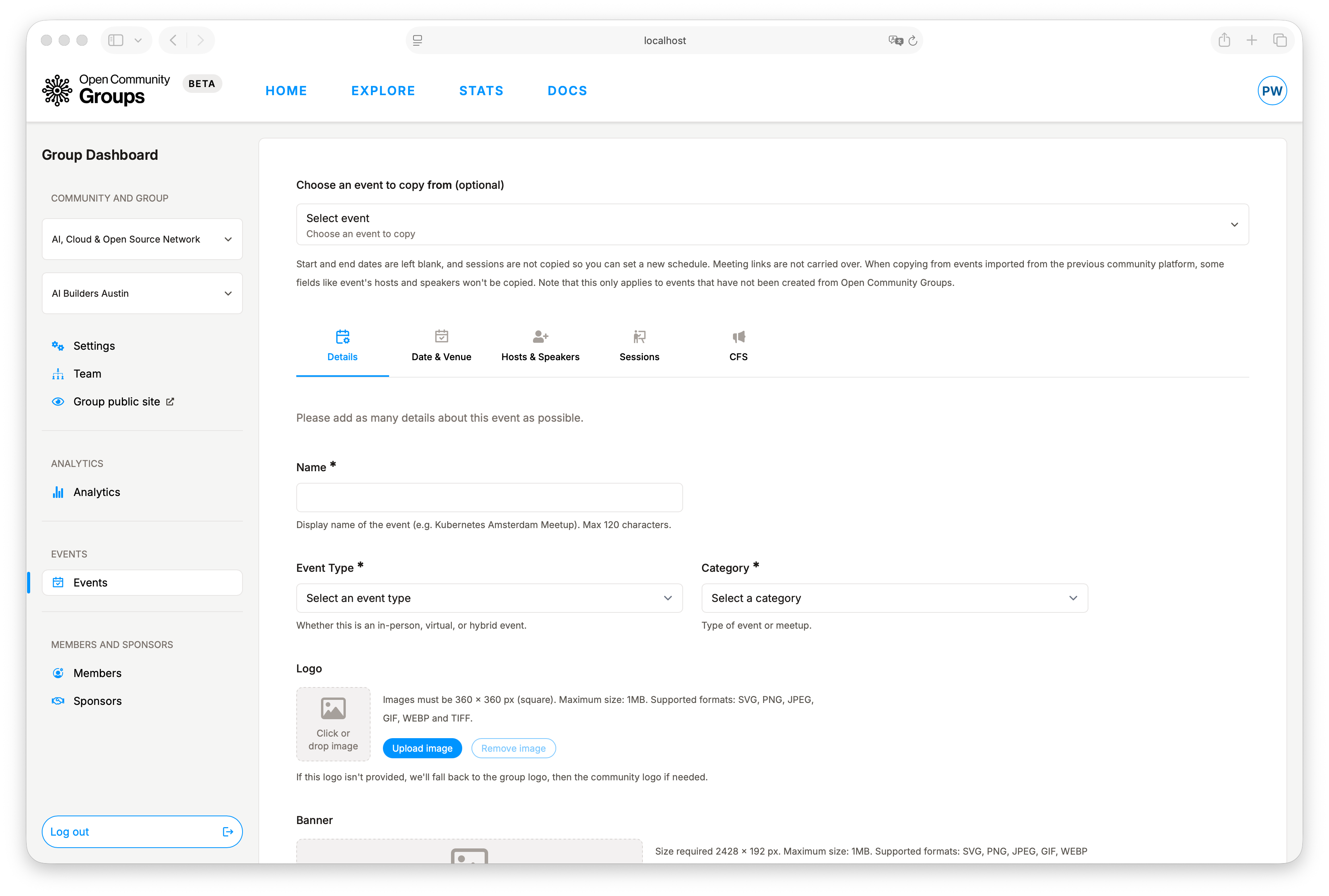 Add event editor