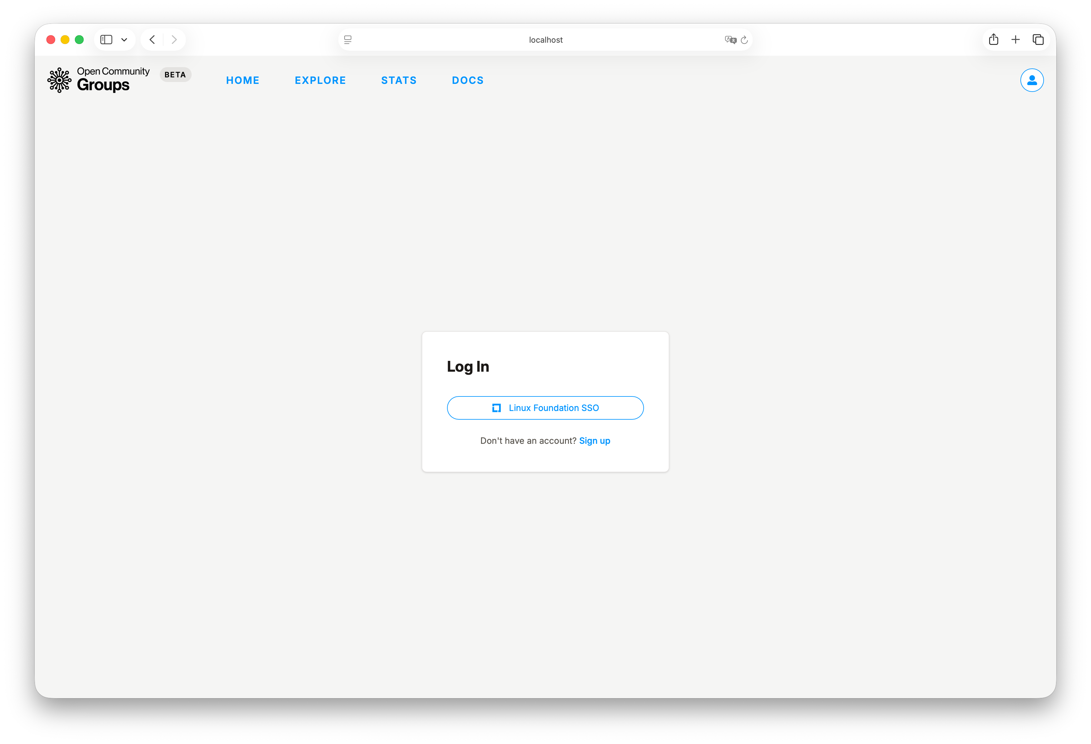 Log in page
